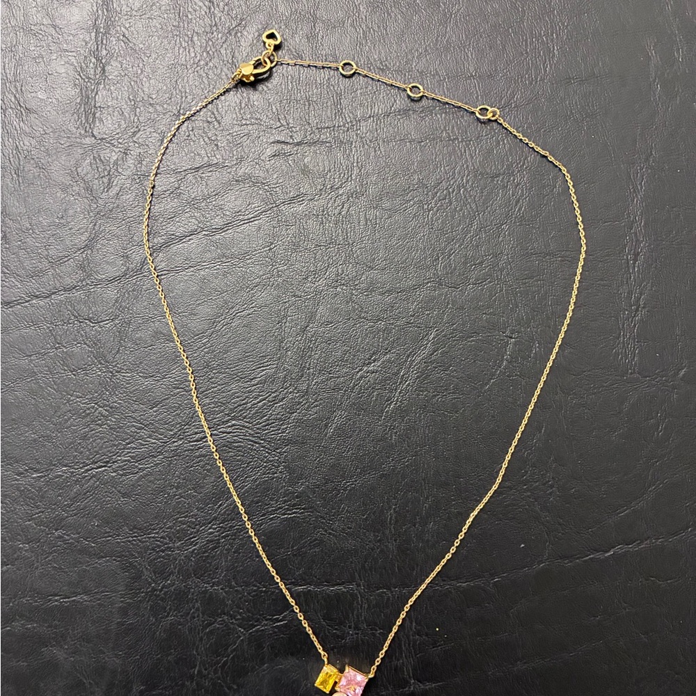 Kate Spade Gold Tone Women’s Necklace with Yellow and Pink Stones